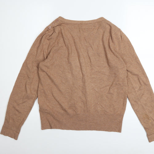 Wallis Women Brown Size 14 V-Neck Button Knit Cardigan