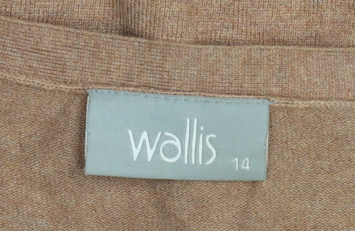 Wallis Women Brown Size 14 V-Neck Button Knit Cardigan