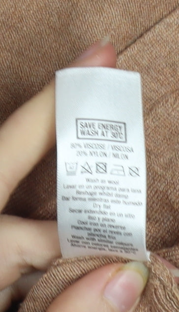 Wallis Women Brown Size 14 V-Neck Button Knit Cardigan