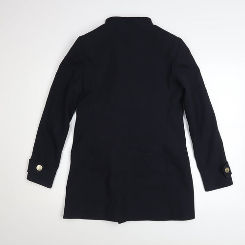 Zara Women's Black XS Mid-Length Pea Coat Classic Buttoned Style
