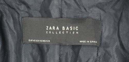 Zara Women's Black XS Mid-Length Pea Coat Classic Buttoned Style