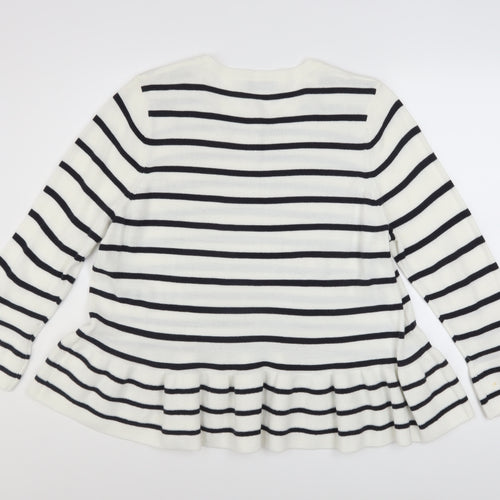 Marks and Spencer Women’s White Striped Flared Sleeve Jumper Size 18