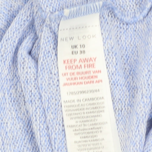 New Look Women's Blue Flower Knit 3/4 Sleeve Pullover Jumper Size 10