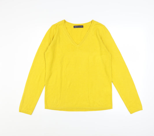 Marks and Spencer Women Yellow V-Neck Long Sleeve Acrylic Jumper Size 12