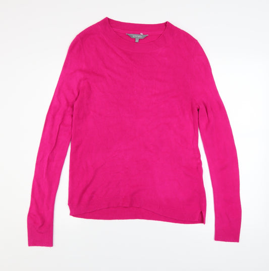 Principles Women Pink Crew Neck Long Sleeve Acrylic Jumper Size 12