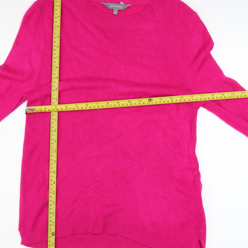 Principles Women Pink Crew Neck Long Sleeve Acrylic Jumper Size 12
