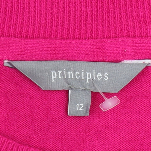 Principles Women Pink Crew Neck Long Sleeve Acrylic Jumper Size 12