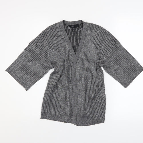 Atmosphere Women Grey Ribbed Open Knit Cardigan Size 6