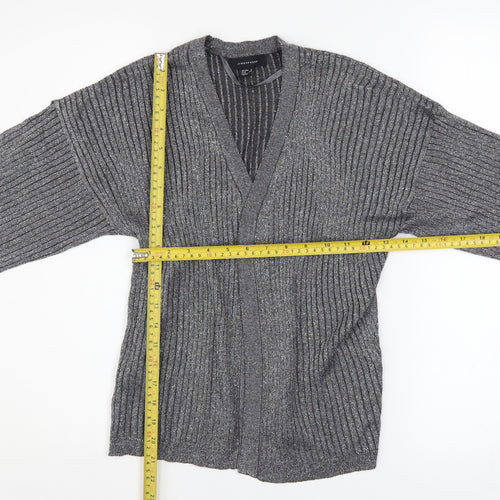 Atmosphere Women Grey Ribbed Open Knit Cardigan Size 6