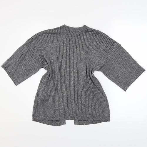 Atmosphere Women Grey Ribbed Open Knit Cardigan Size 6