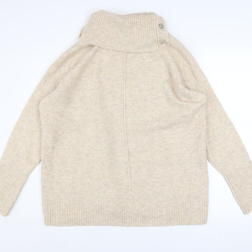 Wallis Women’s Beige Roll Neck Knit Pullover Jumper Size M