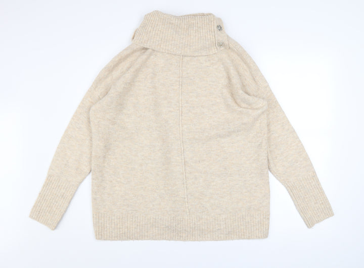 Wallis Women’s Beige Roll Neck Knit Pullover Jumper Size M