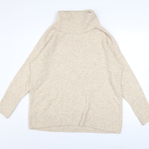 Wallis Women’s Beige Roll Neck Knit Pullover Jumper Size M