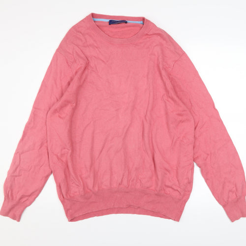 Joseph Turner Men's Pink Cotton Cashmere Crew Neck Jumper 2XL