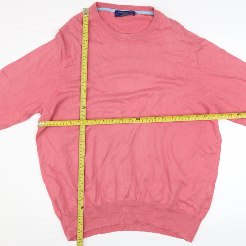 Joseph Turner Men's Pink Cotton Cashmere Crew Neck Jumper 2XL
