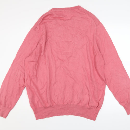 Joseph Turner Men's Pink Cotton Cashmere Crew Neck Jumper 2XL