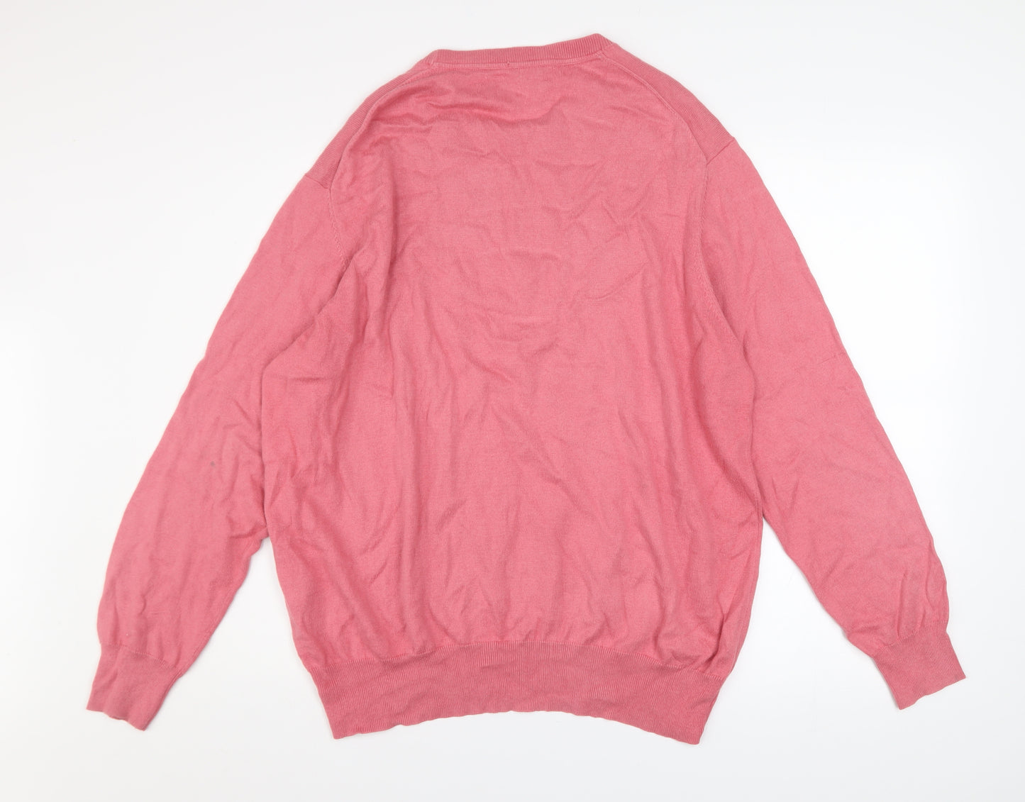 Joseph Turner Men's Pink Cotton Cashmere Crew Neck Jumper 2XL