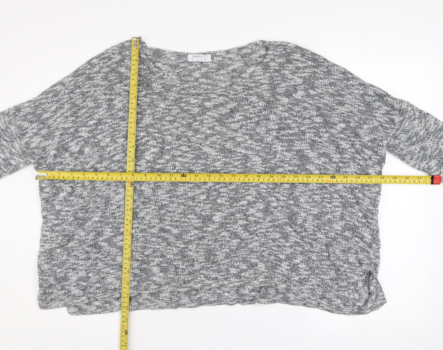 Swell Women Grey Cotton Relaxed Fit Knit Pullover Jumper Size 14