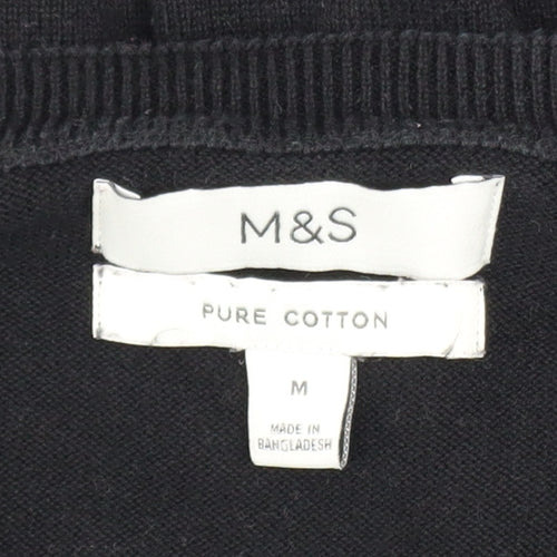 Marks and Spencer Men's Black V-Neck Cotton Jumper M