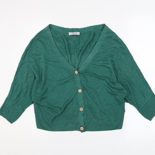 Marks and Spencer Per Una Women's Sea Green Viscose Linen V-Neck Cardigan Size 8