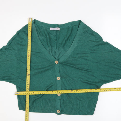 Marks and Spencer Per Una Women's Sea Green Viscose Linen V-Neck Cardigan Size 8