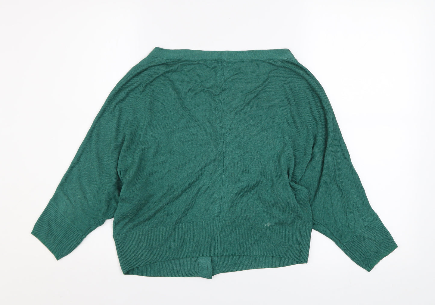 Marks and Spencer Per Una Women's Sea Green Viscose Linen V-Neck Cardigan Size 8