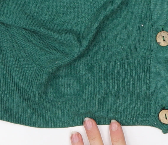 Marks and Spencer Per Una Women's Sea Green Viscose Linen V-Neck Cardigan Size 8