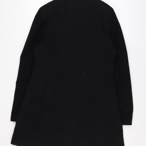 Next Women’s Black Wool Blend Mid-Length Motorcycle Coat Size 12