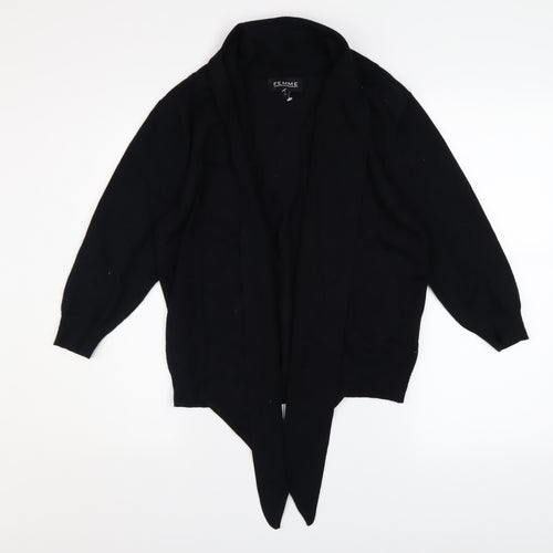 Femme Women's Black L Open Front Knit Cardigan Jumper