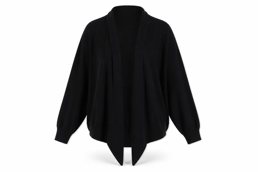 Femme Women's Black L Open Front Knit Cardigan Jumper