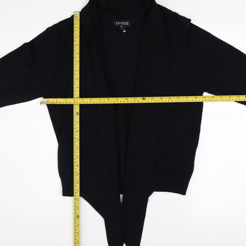 Femme Women's Black L Open Front Knit Cardigan Jumper
