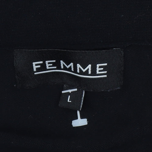 Femme Women's Black L Open Front Knit Cardigan Jumper