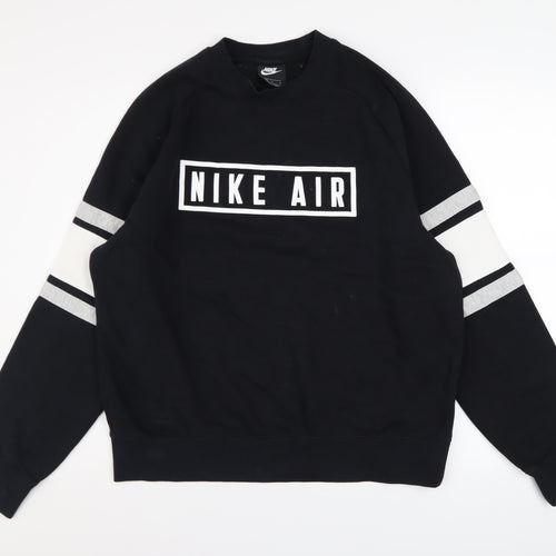 Nike Men’s Black Medium Pullover Sweatshirt Crew Neck Graphic Print