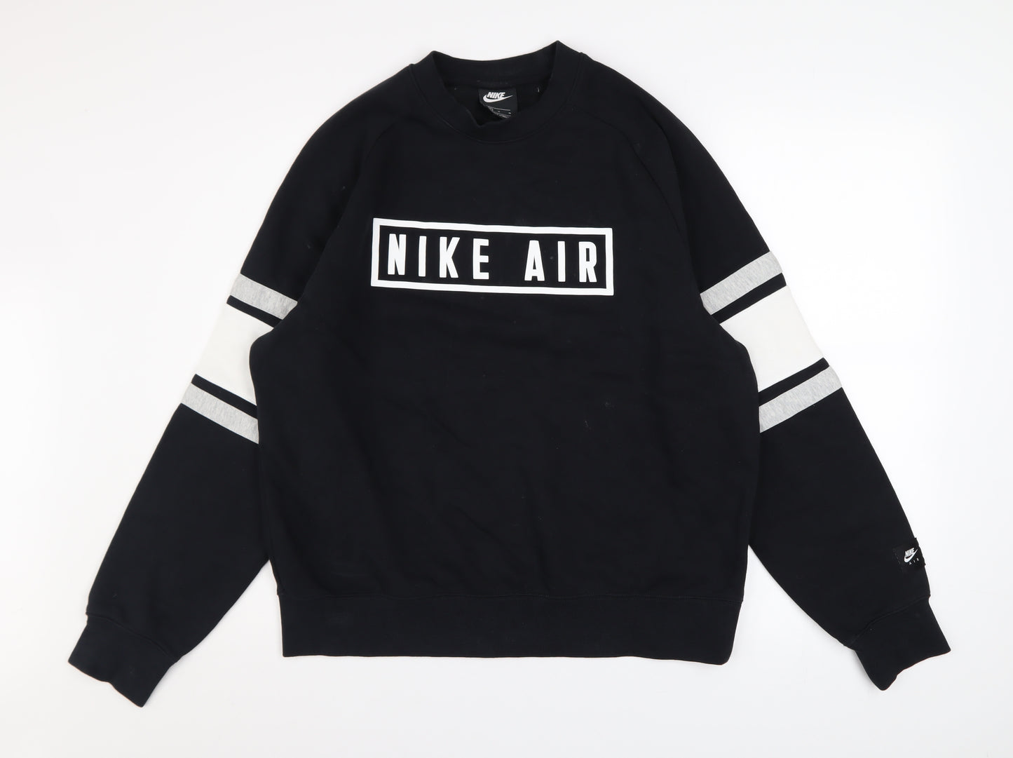 Nike Men’s Black Medium Pullover Sweatshirt Crew Neck Graphic Print