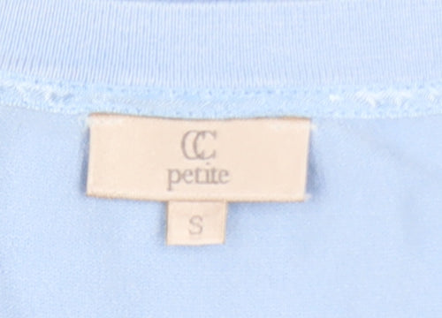 CC Petite Women's Blue Bow Scoop Neck 3/4 Sleeve Pullover Jumper Size S