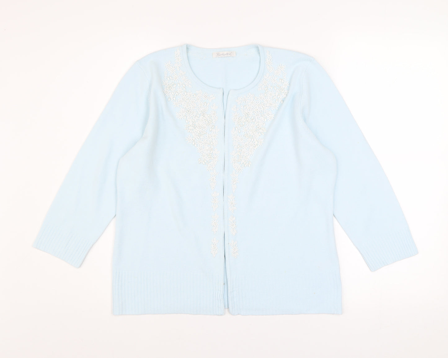 Berkertex Women's Blue Beaded Long Sleeve Cardigan Size 14