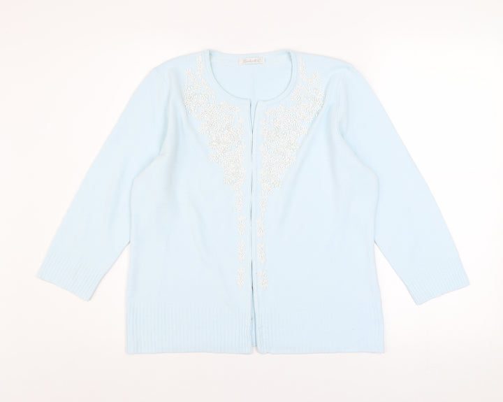 Berkertex Women's Blue Beaded Long Sleeve Cardigan Size 14
