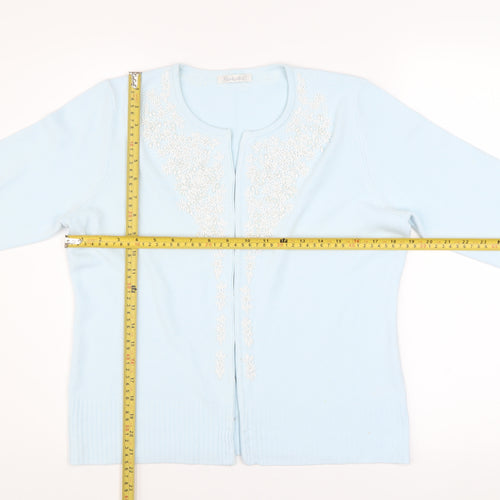 Berkertex Women's Blue Beaded Long Sleeve Cardigan Size 14
