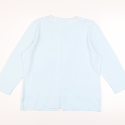 Berkertex Women's Blue Beaded Long Sleeve Cardigan Size 14