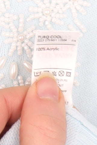 Berkertex Women's Blue Beaded Long Sleeve Cardigan Size 14