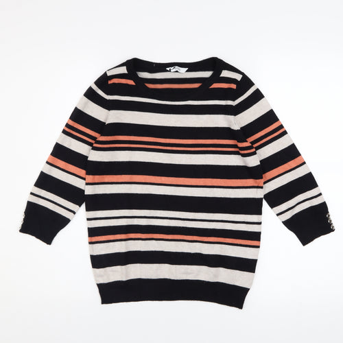 BHS Women’s Petite Multicoloured Striped 3/4 Sleeve Jumper Size 10