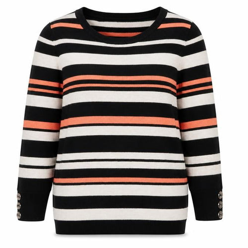 BHS Women’s Petite Multicoloured Striped 3/4 Sleeve Jumper Size 10