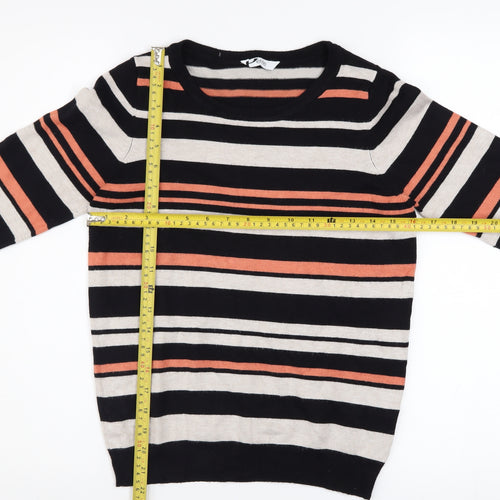 BHS Women’s Petite Multicoloured Striped 3/4 Sleeve Jumper Size 10
