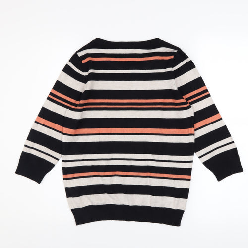 BHS Women’s Petite Multicoloured Striped 3/4 Sleeve Jumper Size 10