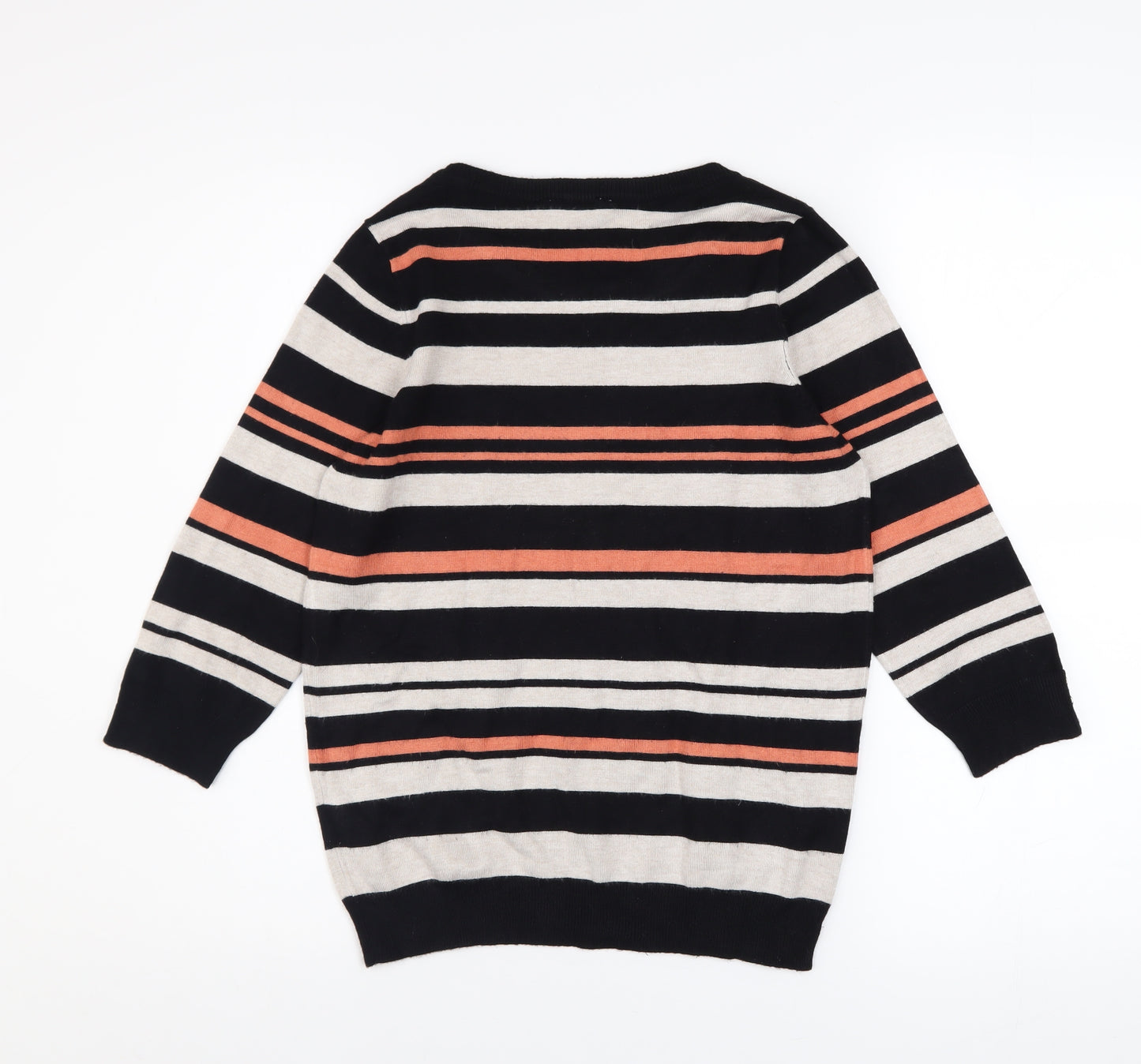 BHS Women’s Petite Multicoloured Striped 3/4 Sleeve Jumper Size 10