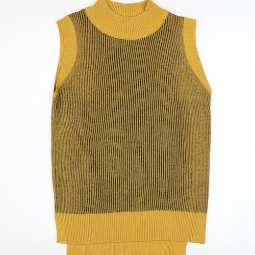 Tu Women's Yellow Mock Neck Sleeveless Knit Vest Size 10