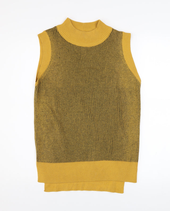 Tu Women's Yellow Mock Neck Sleeveless Knit Vest Size 10