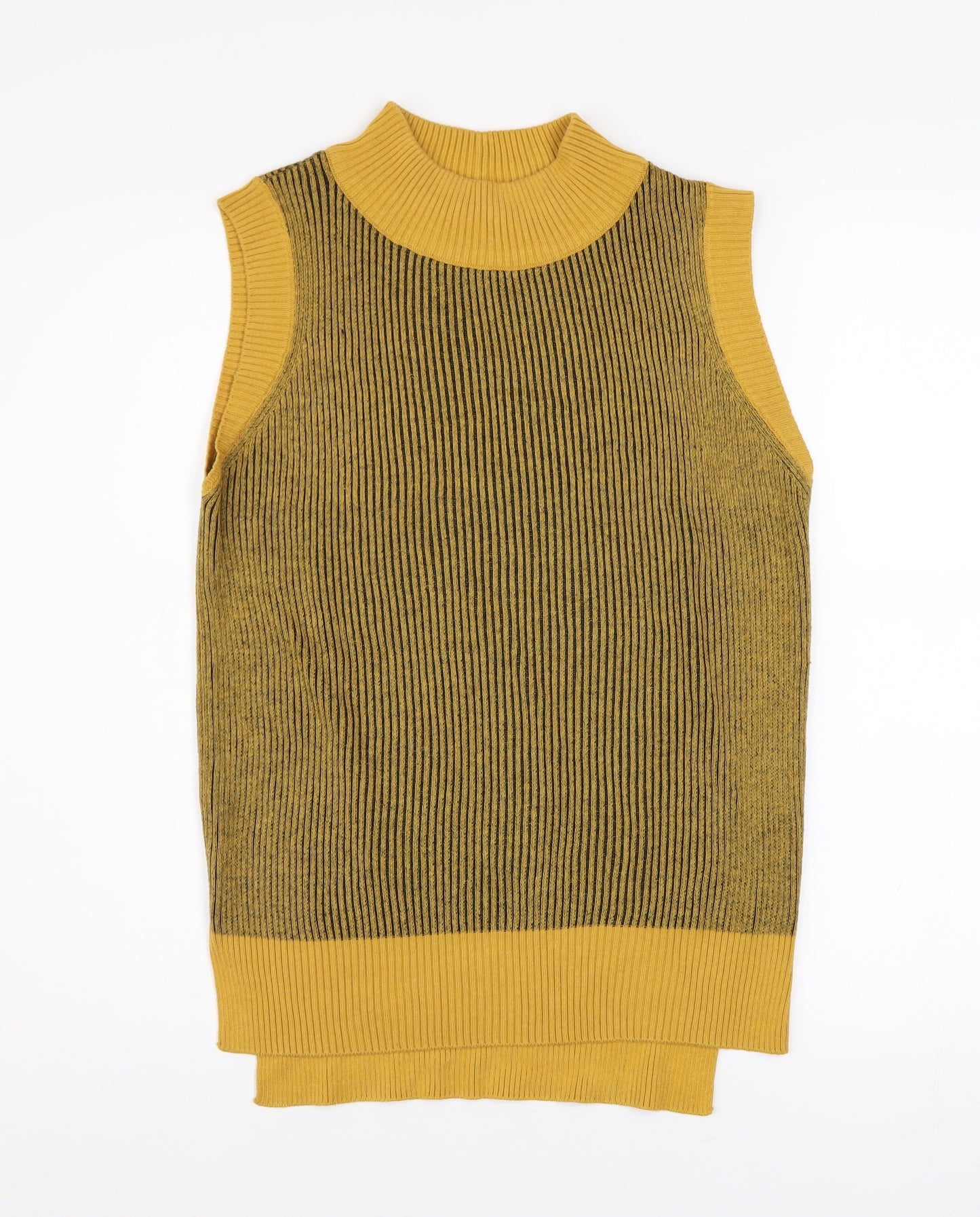 Tu Women's Yellow Mock Neck Sleeveless Knit Vest Size 10