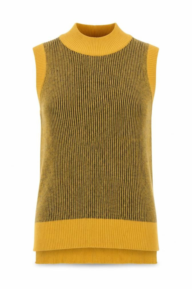 Tu Women's Yellow Mock Neck Sleeveless Knit Vest Size 10