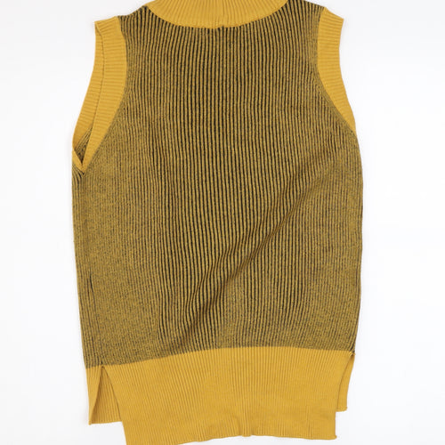 Tu Women's Yellow Mock Neck Sleeveless Knit Vest Size 10